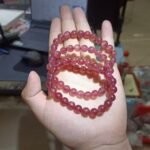 7mm Natural  Starlight Pigeon Blood Red Strawberry Crystal Single Ring Bracelet - Image 2