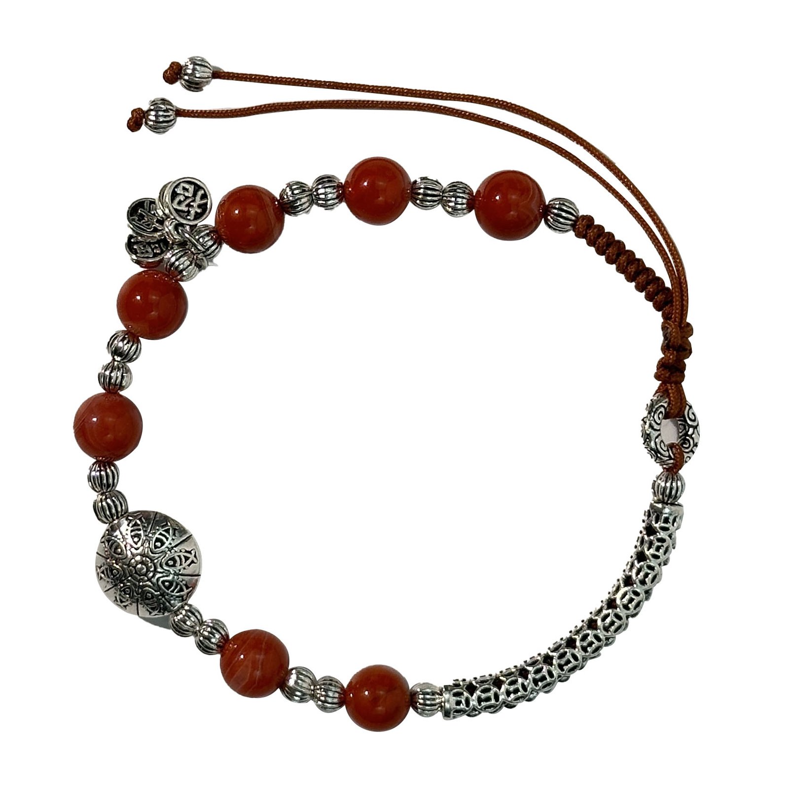 白底 Red Agate Handmade Braided Rope Design. - Image 1