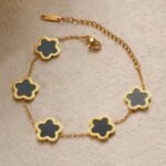 Titanium Steel 18K Five-Leaf Flower & Mother-of-Pearl Bracelet for Women: European-American Style, Fashionable, Exquisite, Lightweight & Versatile - Direct from Manufacturer - Image 2