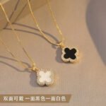 European & American Cross-Border Bestselling Titanium Steel Double-Sided Four-Leaf Clover Necklace for Women, Fashionable Light Luxury Dual-Wear Lucky Clover Collarbone Chain - Image 2