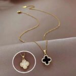 European & American Cross-Border Bestselling Titanium Steel Double-Sided Four-Leaf Clover Necklace for Women, Fashionable Light Luxury Dual-Wear Lucky Clover Collarbone Chain - Image 3
