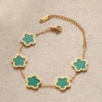 Titanium Steel 18K Five-Leaf Flower & Mother-of-Pearl Bracelet for Women: European-American Style, Fashionable, Exquisite, Lightweight & Versatile - Direct from Manufacturer - Image 5